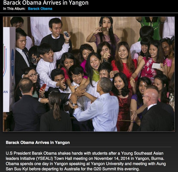 Hình ảnh lúc Tổng thống Obama bắt tay đoàn của Chí Long đã được trang AFP đăng tải.