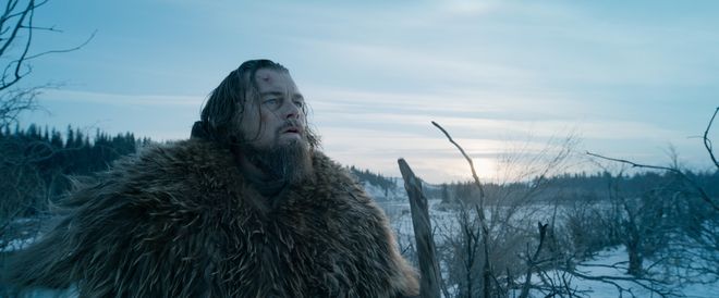 This photo provided by courtesy of  Twentieth Century Fox shows, Leonardo DiCaprio as Hugh Glass, in a scene from the film, "The Revenant," directed by Alejandro Gonzalez Inarritu. The movie opens in limited release on Dec. 25, 2015, and wider release in U.S. theaters on Jan. 8, 2016. (Courtesy Twentieth Century Fox via AP) ORG XMIT: CAET668